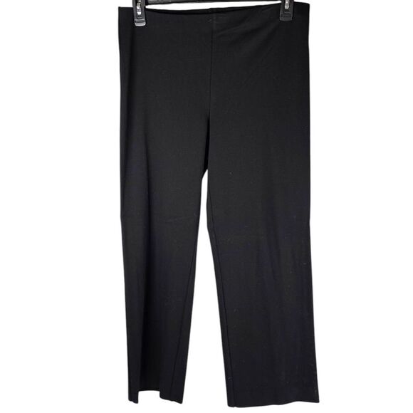 Eileen Fisher women’s size medium black wide leg cropped pull on pants - Picture 2 of 9